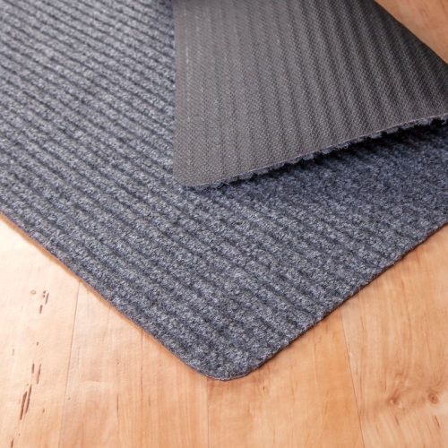 Gumis filc lábtörlő 70x120 cm - Világosszürke színben bordázott mintával