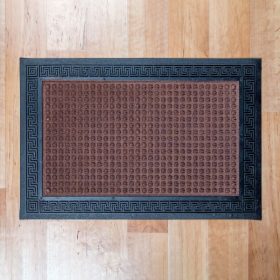   Gumis textil lábtörlő 40x60 cm – Barna színben, négyzet mintával
