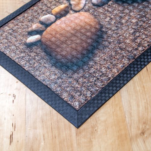 Festett gumis textil lábtörlő 40x60 cm – Lábnyom mintával