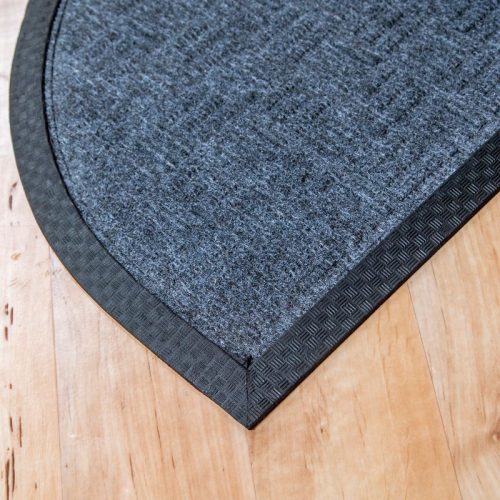 Gumis textil félkör lábtörlő 40x60 cm – Szürke színben rácsos mintával