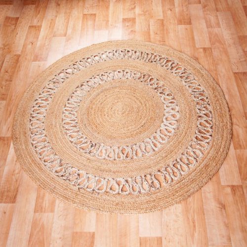 Kör alakú juta szőnyeg 120 cm - Fonott mintával