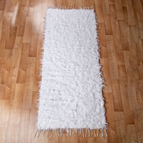 Fehér pamut rongyszőnyeg 70x150 cm