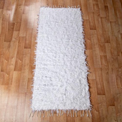 Fehér pamut rongyszőnyeg 70×300 cm