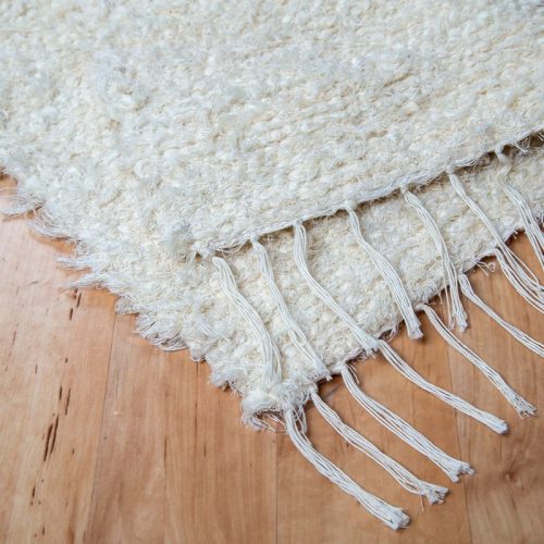 Beige pamut rongyszőnyeg 70x200 cm