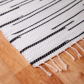 Fehér-fekete rongyszőnyeg 70x200 cm