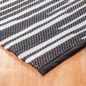 Fekete-fehér rongyszőnyeg 70x150 cm