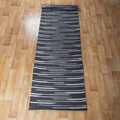 Fekete-fehér rongyszőnyeg 70x300 cm