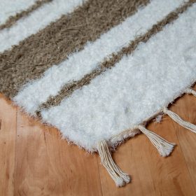 Fehér-barna pamut rongyszőnyeg 70x100 cm