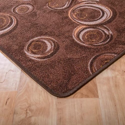 Szegett szőnyeg 200x200 cm – Barna színben kör mintával